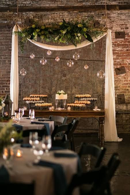 Warehouse Wedding Reception, Dessert Table Backdrop, Table Backdrop, Tafel Decor, Warehouse Wedding, Industrial Warehouse, Wedding Dessert Table, Wedding Reception Venues, Idul Fitri