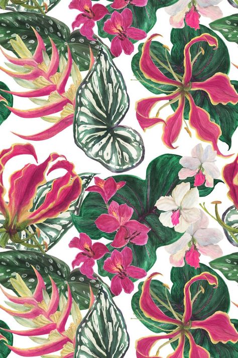 Tropical Prints Pattern, Tropical Flowers Pattern, Jungle Flowers, Tropical Art Print, Watercolor Flowers Pattern, Jungle Pattern, Print Design Art, Style Guru, Flower Art Images