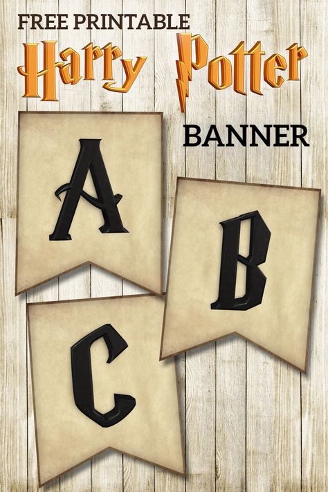 Free Printable Harry Potter Banner Letters template. Hogwarts wizarding world party decorations for a birthday, wedding, or baby shower. #papertraildesign #harrypotter #HP #Hogwarts #HarryPotterbirthday #HarryPotterBirthdayParty #birthday #birthdayparty #happybirthday #birthdaybanner #hogwartsbanner #party #partybanner #partydecorations #birthdaydecor #birthdaydecorations #decor #partydecor Free Printable Harry Potter Banner, Harry Potter Letters Printable, Harry Potter Happy Birthday Banner, Welcome To Hogwarts Sign, Harry Potter Letter Printable, Harry Potter Birthday Banner, Harry Potter Party Printables, Harry Potter Lettering, Free Harry Potter Printables