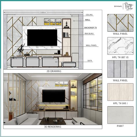 Elevations Interior Design, Tv Unit Elevation Drawing, 2d Interior Design Drawing, Interior Drawings Detail, Working Drawings Interior Design, Interior Working Drawings, Interior Design Details Drawing, Drawing Room Interior Modern Wall Design, Ceiling Plan Design