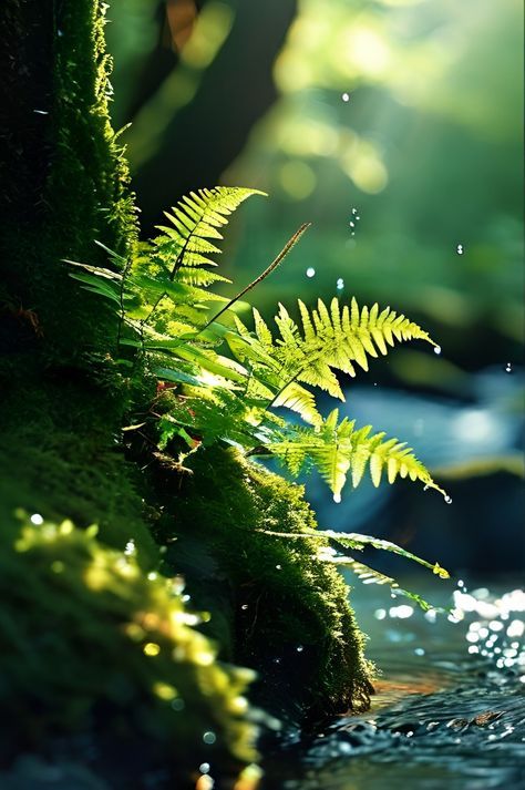 nature wallpaper Nature Element Aesthetic, Plants Photography Aesthetic, Earth Element Aesthetic, Beautiful Forest Photography, Rain Forest Leaves, Forest Moodboard, Vine Photography, Forest Vegetation, Babbling Brook