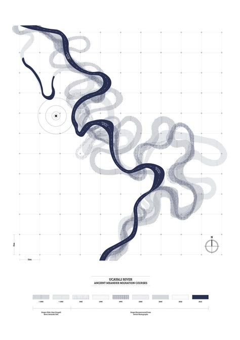 Ancient Meander Migration Courses along Ucayali River || by Tzu-Ting Alice Huang River Graphic Design, River Diagram, River Graphic, River Architecture, River Drawing, River Tattoo, River Design, Architectural Review, Architecture Mapping