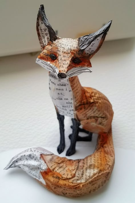 My Images Paper Mache Art Sculpture, Paper Mache Projects, Paper Mache Animals, Mache Art, Paper Mache Sculpture, Paper Mache Crafts, Paper Mache Art, Cardboard Art, Fox Art