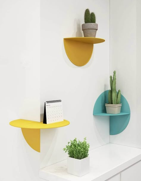 YLCJ Mental Wall Shelf, Nordic Simple Floating Shelves, Colorful Hanging Shelves Corner Shelf Wall Decor for Home - Living in a shoebox Wall Shelf Corner Ideas, Decor For Small Shelves, Modern Plant Shelf, Semicircle Wall Shelf, Fresh Interior Design Inspiration, Floating Shelves Same Color As Wall, Metal Floating Shelf, Office Corner Shelves, Simple Office Decor Ideas