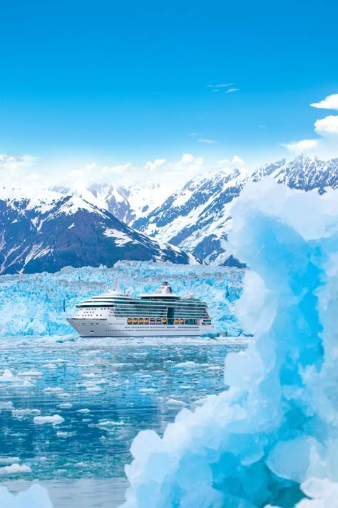 Hubbard Glacier Alaska, Alaskan Cruise Pictures, Alaska Cruise Pictures, Alaskan Cruise Aesthetic, Alaskan Glaciers, Radiance Of The Seas, Alaska Aesthetic, Alaskan Wildlife, Hubbard Glacier