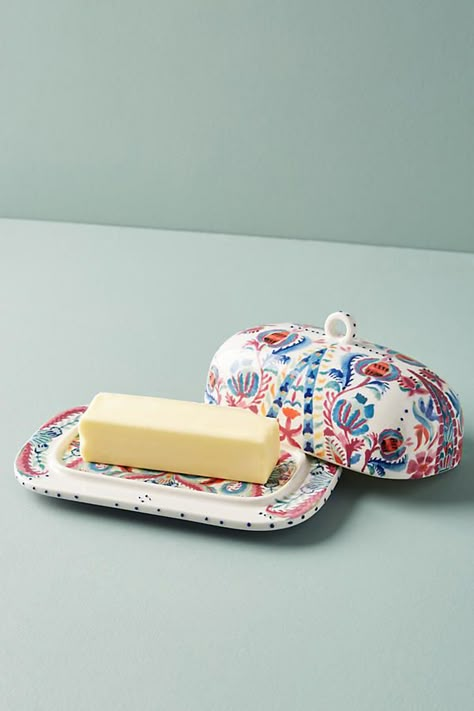 Anthropologie Butter Dish, Ceramic Pottery Butter Dish, Cute Kitchen Gadgets, Painted Butter Dish, Pottery Painting Butter Dish, Vintage Butter Dish, Anthropologie Ceramics, Anthropologie Dishes, Unique Ceramic Ideas