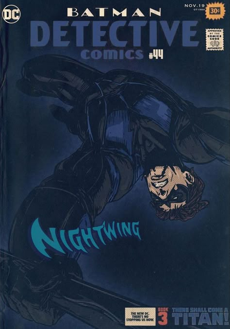 Dc Retro Poster, Nightwing Poster Vintage, Nightwing Comic Cover, Dc Comics Nightwing, Dc Posters Aesthetic, Dc Comics Poster Vintage, Batman Comics Aesthetic, Batman Poster Vintage, Batman Graphic Design