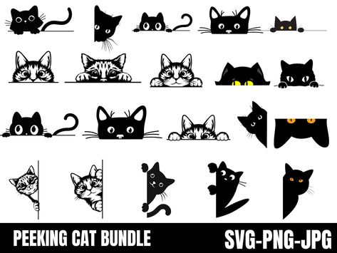 PEEKING CAT SVG, Peeking Cat Clipart, Peeking Cat Svg Files for Cricut, Peeking Cat Silhouette Svg, Cute Cat Svg, Black Cat Svg, Cat Bundle - Etsy Cat Silhouette Printable, Black Cat Svg, Sneaky Cat, Cat Peeking, Peeking Cat, Cat Svg, Free Printable Art, Cat Clipart, Cat Silhouette