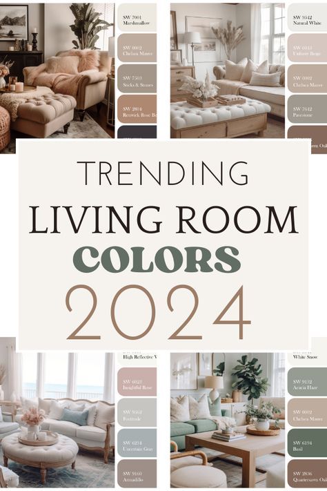 Find trending 2024 living room color schemes for your home! From soft neutrals to bold and bright there is a color scheme for every kind of style. Living Room Colors To Make Room Bigger, Living Room Color Sherwin Williams, Color Schemes With Gray Living Room, Living Room Green Color Palette, Minimalist Living Room Paint Color, What Wall To Paint Accent Color Living Room, Neutral Colors Interior Design, Colour Palate For Living Room, Modern Living Room Colors Paint