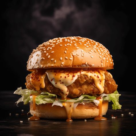 Chicken Katsu and Petaluma Butter + Eggs Burger Recipe Butter Chicken Burger, Korean Chicken Burger Recipe, Korean Fried Chicken Burger, Gourmet Chicken Burgers, Crispy Chicken Burger Recipe, Chicken Katsu Burger, Katsu Burger, Squid Ink Spaghetti, Fried Chicken Burger Photography