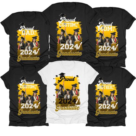 PRICES MAY VARY. Personalized proud Family 2024 a Graduate T-Shirt, Custom Picture Graduation Shirt, Graduate Squad T-Shirts, Proud mom of a 2024 Graduate Shirt - Proud Grandma, Dad, Brother, Aunt of a 2024 Graduate Senior 2024 shirt gift for graduates from kindergarten, middle and high school to college, graduate school or any type of graduation. Wear this TShirt with the graduation cap hat tassel and decorations at the grad party with this class of 2024. Soft, stretch, breathable, Graphic is c Senior Night Shirts For Family, Graduation Wear, Basketball Senior Night, Graduation Shirts For Family, 2024 Graduate, 8th Grade Graduation, Customized Shirts, Graduation Shirt, College Graduate