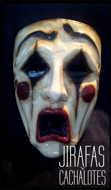 Clay Mask Art, Jester Mask, Creepy Masks, Make Your Eyes Pop, Ceramic Mask, Mask Drawing, Clown Mask, Theatre Masks, Horror Masks