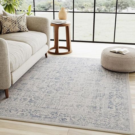 Amazon.com: PureCozy Blue Area Rug 3x5 Entryway Rug Indoor Vintage Living Room Carpet Kitchen Washable Bedroom Distressed Rug Floral Door Mat Retro Accent Throw Rug for Office Dining Room Bathroom : Home & Kitchen Powder Blue Rug, Blue And Cream Rug Living Room, Rugs On Carpet Living Room, Coastal Living Room Rugs, Blue Rug Living Room, Blue Gray Rug, Blue Rugs Living Room, Bathroom Area Rugs, Rug For Office