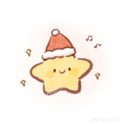 Christmas Pfps Cute, Christmas Aesthetic Cute Cartoon, Christmas Theme Drawing Ideas, Cute Small Drawings Christmas, Christmas Stars Drawing, Cute Pfp Christmas, Simple Xmas Drawings, Kawaii Christmas Art, Christmas Doodles Cute