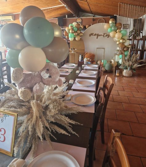 Teddy Bear Pampas Centerpiece, Table Decor With Pampas, Decor With Pampas, Pampas Centerpiece, Teddy Bear Decorations, Bear Centerpiece, Teddy Bear Centerpieces, Bear Decorations, Teddy Bear Birthday