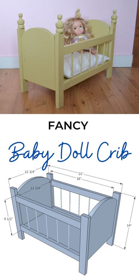 Doll Crib Plans, Doll Beds Diy Wood, Diy Doll Crib, Dolls Bed, Baby Doll Beds Diy Ideas, Baby Cribs Diy, Diy Baby Doll Crib, Diy Baby Doll Furniture, Diy Baby Doll Bed