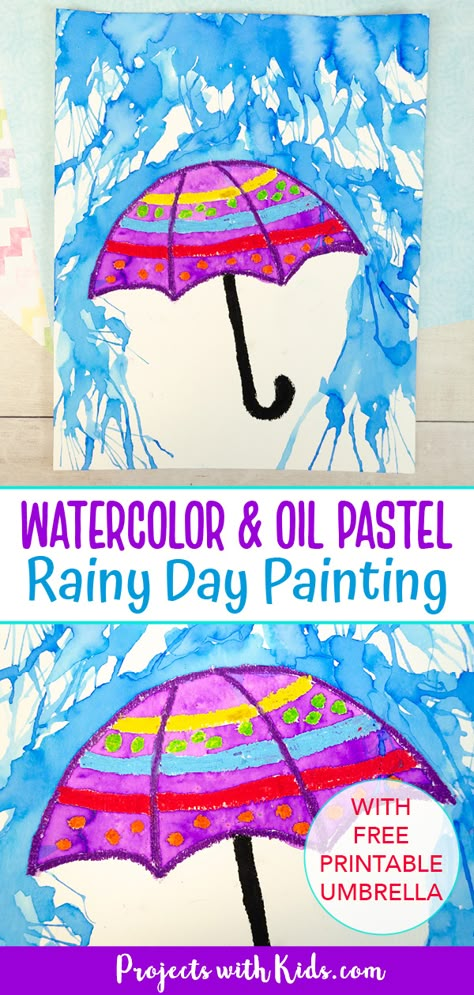 Spring Art Project Kindergarten, Easy Art Elementary, Spring Art Grade Two, Easy Easter Art For Kids, Kindergarten Pastel Art, Kindergarten Art Work, Rainy Day Art Project, Grade 1 Art Ideas Spring, Easter Watercolor For Kids