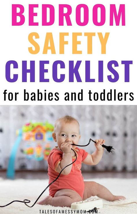 Baby and toddler safety tips and childproofing hacks for bedrooms. A household safety checklist with childproofing ideas, products, safe sleep in bed, and furniture safety in the home. #babysafety #toddlersafety #childproofing Toddler Safe Bedroom, Toddler Proof Bedroom, Childproofing Hacks, Home Safety Tips, Mommy Hacks, Safety Checklist, Infant Care, Age Appropriate Toys, Baby Proof