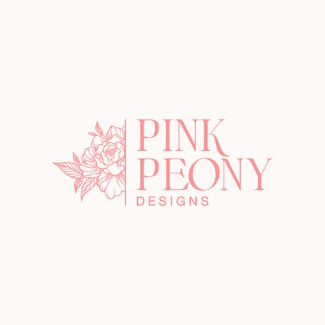 Feminine Logo Design Inspiration, Peony Graphic Design, Pink Logo Ideas, Peony Logo Design, Logo Girly Design, Cute Logo Design Pink, Pink Logo Aesthetic, Girly Logo Design Ideas, Text Logo Design Ideas