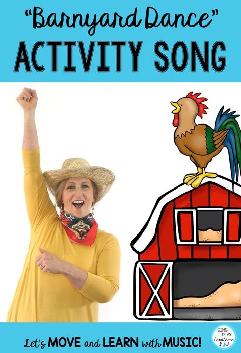 Farm Music Activities Preschool, Music And Movement Farm Theme, Farm Movement Activities, Barnyard Dance Activities Preschool, Barnyard Dance Activities, Farm Animal Music And Movement, Farm Music And Movement Preschool, Farm Fingerplays, Farm Theme For Preschoolers