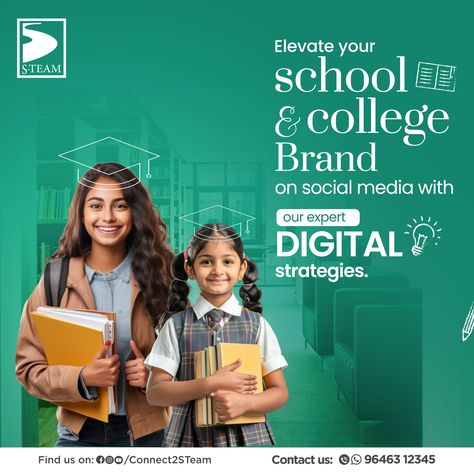 Our Social Media Management package for Schools & Colleges includes: * Branding * Leads Generation * Social Media Management * Ads Management * Content Strategy Contact us: +91 9646312345 #CorporateWorks #STeam #DigitalMarketing #SocialMediaManagement #School #College #STeamServices College Ads Design, College Social Media Design, School Social Media Design, College Ads, Education Social Media Post, College Social Media, Leads Generation, College Ad, Creative Math