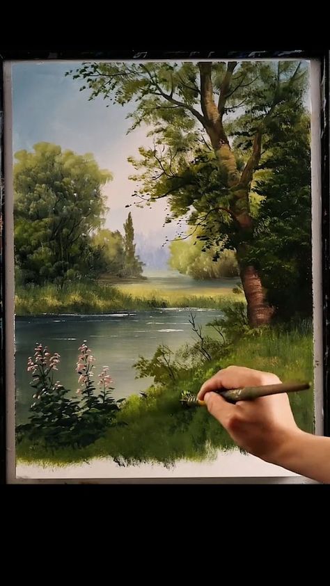 Acrylic Landscape Tutorial, Oil Painting Scenery, Canvas Art Painting Abstract, Wal Art, Sky Art Painting, Landscape Painting Tutorial, Art Painting Tools, Diy Abstract Canvas Art, Canvas Painting Tutorials