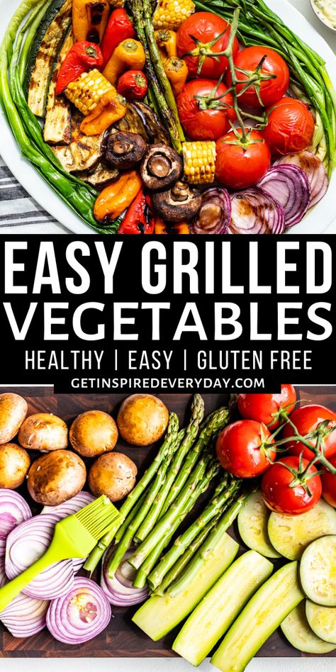 Simply the best way to enjoy your veggies in the summer, these Grilled Vegetables are so easy to make! You can make a large platter filled with mixed grilled veggies, or grill 1-3 kinds for a simple family dinner. They’re perfect served on their own with light garlic flavor, but also with my Basil Aioli and all the other sauces listed. This guide for grilling veggies will give you everything you need to confidently grill veggies from the first asparagus right through corn on the cob season. Simple Easy Dinner Ideas, Grill Veggies, Grilling Veggies, Easy Sauces, Best Grilled Vegetables, Grilled Italian Sausage, Indoor Grill Recipes, Grilled Vegetable Recipes, Mixed Grill