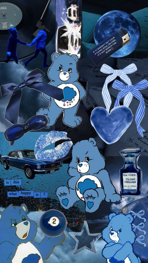 Grumpy Bear Aesthetic Wallpaper, Grumpy Care Bear, Blue And White Wallpaper, Violin Design, Profile Wallpaper, Cute Blue Wallpaper, Beautiful Wallpapers Backgrounds, Bear Wallpaper, Wallpaper Pictures