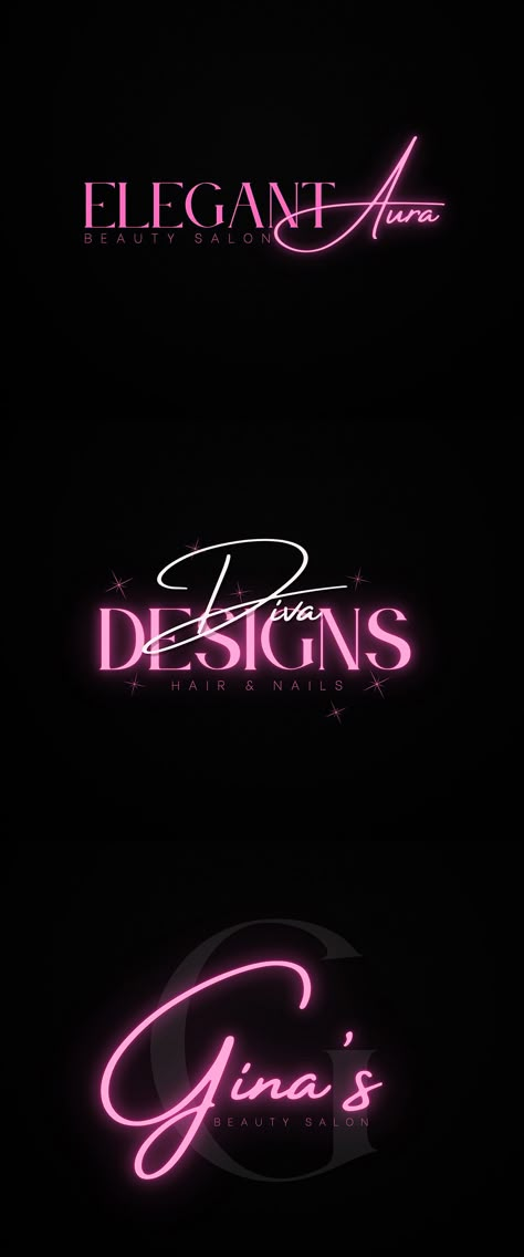 Neon Pink Beauty business logos templates for canva Logo For Salon Beauty, Hairstylist Logos Ideas, Hair Brand Logo Ideas, Hair Business Logo Ideas, Hair Logo Design Ideas Graphics, Hair Page Logo Ideas, Hair Brand Logo, Hair Business Logo, Hair Page Logo