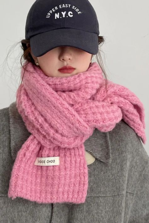 Korean Version Pink Versatile Warm Knit Woolen Scarf Woolen Scarf, Woolen Scarves, Rose Beige, Daily Hairstyles, Fashion 2024, Pink Beige, New Fashion, Wool Blend, Black And Grey