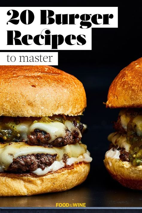 In the summer, there’s nothing better than a cheeseburger. In this summer grilling recipe roundup, we’ve included burgers topped with cheddar, gouda, and more. If you’re feeling crazy, we also have Bobby Flay’s nacho burger recipe with salsa, pickled jalapenos, and blue corn tortilla chips. Regardless of what you choose, these burger recipes are great for a summer cookout, a weeknight dinner, or a grilled lunch. #cheeseburgerrecipes #burgerrecipes #grillingrecipes #summerrecipes Nacho Burger Recipes, Recipe With Salsa, Cheeseburger Recipes, Best Cheeseburger Recipe, Kimchi Burger, Nacho Burger, Crazy Burger, Grilled Burger Recipes, Smoked Burgers