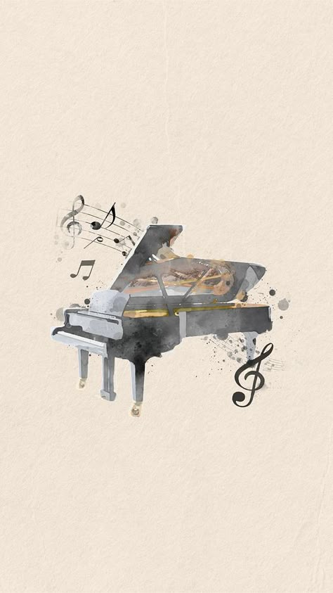 Watercolor grand piano mobile wallpaper. Remixed by rawpixel. | premium image by rawpixel.com / Adjima Piano Pictures Art, Piano Phone Wallpaper, Piano Profile Picture, Art Music Wallpaper, Classical Music Aesthetic Wallpaper, Piano Notes Aesthetic, Piano Wallpaper Iphone, Cute Music Wallpapers, Classical Music Wallpaper