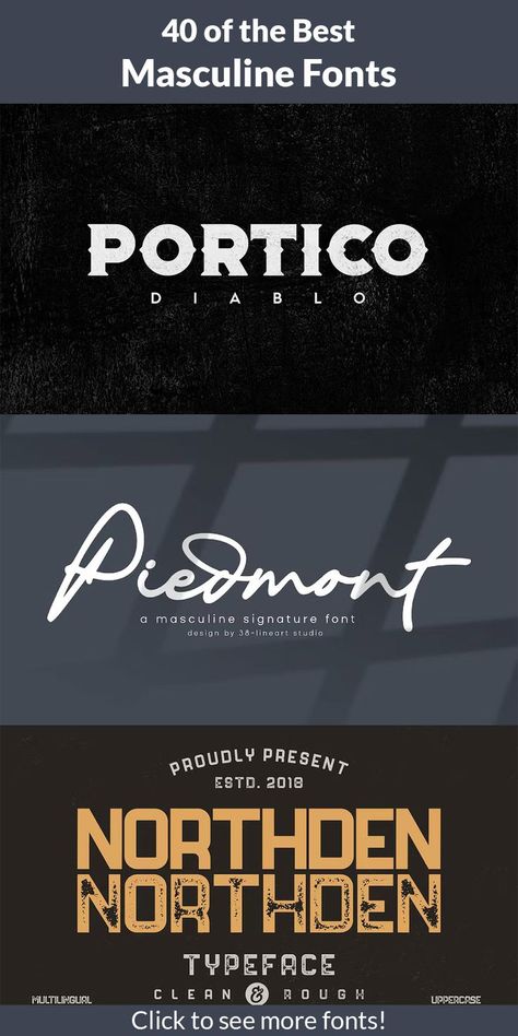 Leather Graphic Design, Masculine Design Graphic, Masculine Typography, Masculine Logo Design Inspiration, Canva Font Pairing Masculine, Masculine Graphic Design, Masculine Canva Fonts, Manly Fonts, Masculine Font Pairings