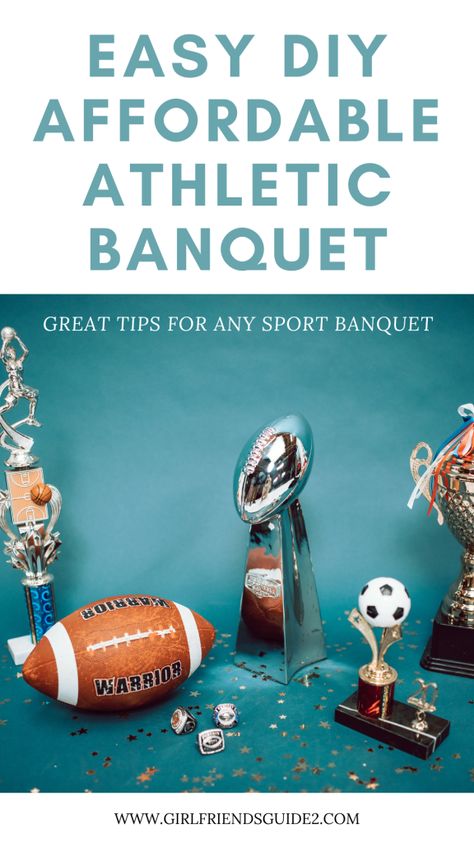 Cheer And Football Banquet, End Of Season Football Banquet, Easy Banquet Centerpieces, Middle School Sports Banquet, Sports Banquet Food Ideas, End Of Year Sports Banquet Ideas, Athletic Banquet Ideas, Banquet Centerpieces Diy, Senior Banquet Ideas