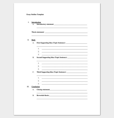 Blank Outline Template - 11+ Examples and Formats (for Word & PDF) Speech Outline Templates, Essay Thesis Statement, Resume Examples For Jobs, Resume Examples Skills, Writing Organizers, Student Resume Examples, Reflective Essay Examples, Novel Outline Template, Research Paper Outline Template