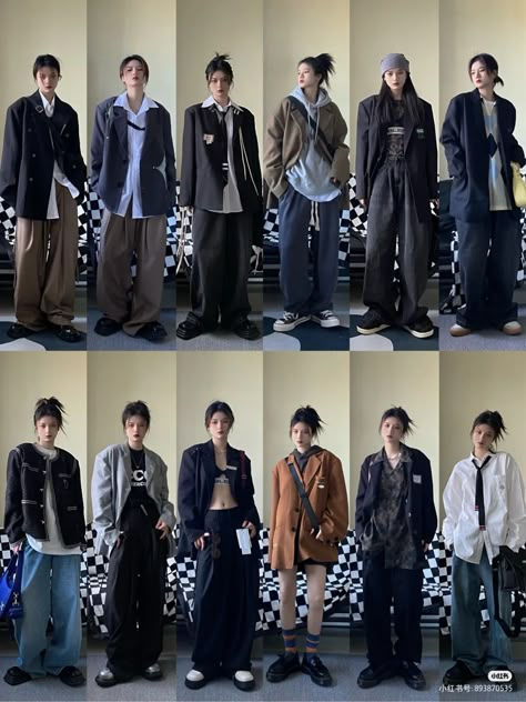 Baggy Anime Outfits, Outfits For Award Ceremony School, Layers Style Clothes, K Pop Street Style, Jungkook Core Outfit, Korean Edgy Outfits, Boyish Fits, Grange Style, Peony Aesthetic