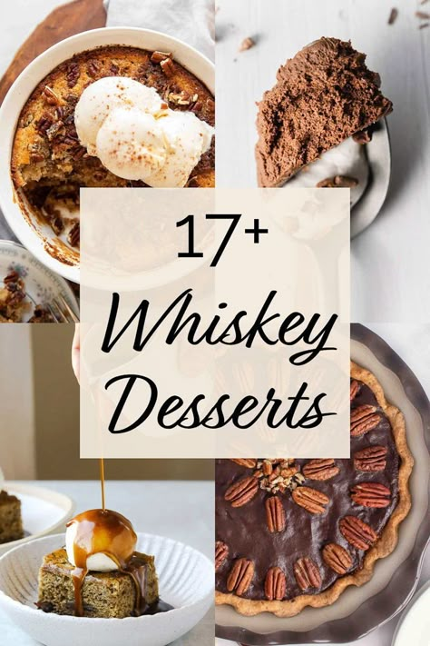 Whiskey Infused Desserts, Cooking With Whiskey, Whiskey Dessert Recipes, Bourbon Treats, Billy Miner Pie, Bourbon Dessert Recipes, Tasty Dessert Recipes, Whiskey Desserts, Whiskey Cake Recipe