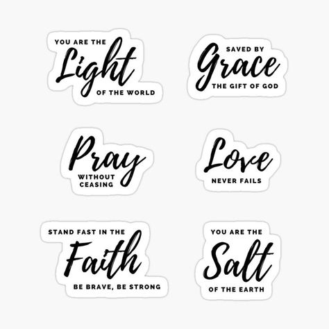 Christian stickers pack in black and white calligraphy style Decorate Your Bible Ideas, Bible Verse Stickers Free Printable, Bible Verses Calligraphy, Bible Stickers Printable, Small Bible Verses, Bible Verses Stickers, Simple Bible Verses, Calligraphy Bible Verses, Christian Stickers Free Printable