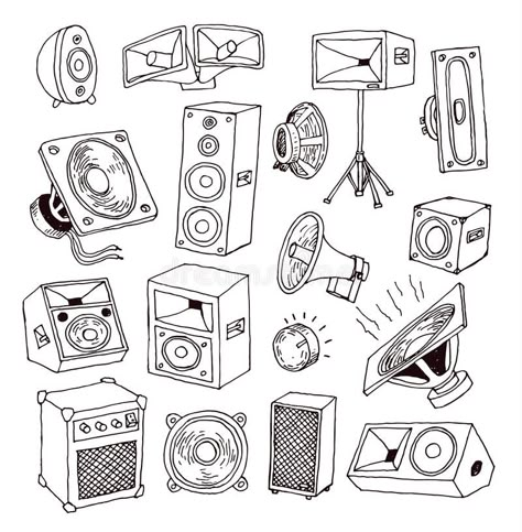 Speaker icon. Vector illustration. stock illustration Speaker Drawing, Speaker Icon, Music Sketch, Music Doodle, Pop Art Tattoos, Simple Tattoos For Guys, Music Drawings, Sound Art, Classic Tattoo