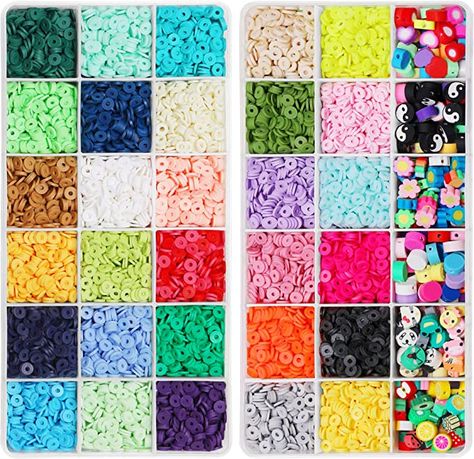 Amazon.com: 2000pcs White Clay Beads for Bracelets Making, Flat Round Polymer Clay Beads 6mm Spacer Heishi Beads for Jewelry Making Earring Bracelets Necklace Anklets Diy, Beaded Braclets, Flat Beads, American Girl Doll Crafts, Jewelry Making Earrings, Jewelry Making Bracelet, Friend Bracelets, Beads Bracelet Design, Polymer Jewelry