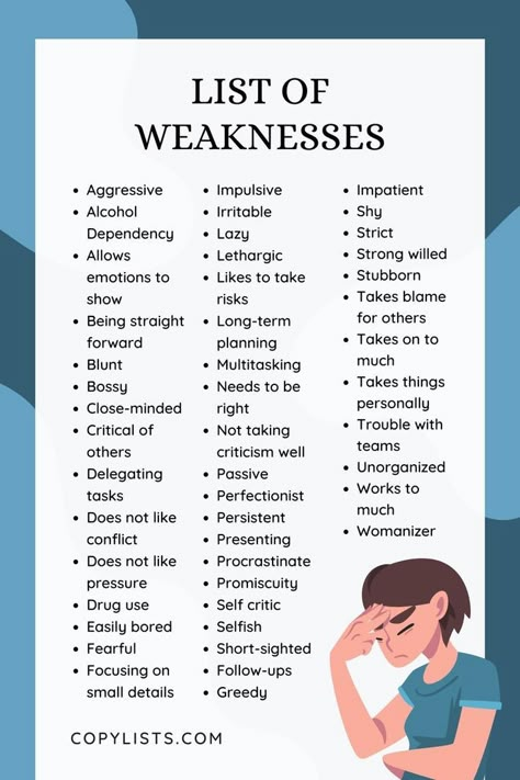 a list of weaknesses in 3 columns with a cartoon woman showing frustration List Of Weaknesses, Strength And Weakness, Secretly Dating, Writing Expressions, Words List, Writing Inspiration Tips, Writing Plot, Writing Prompts For Writers, Writing Dialogue Prompts