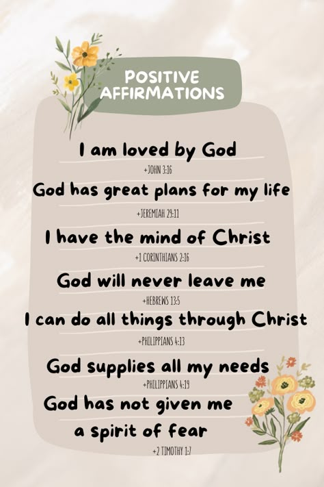 Manifestation Prayer, I Am Loved, Christian Affirmations, Spirit Of Fear, Gratitude Affirmations, Affirmations For Women, Daily Positive Affirmations, Catholic Quotes, Positive Quotes Motivation