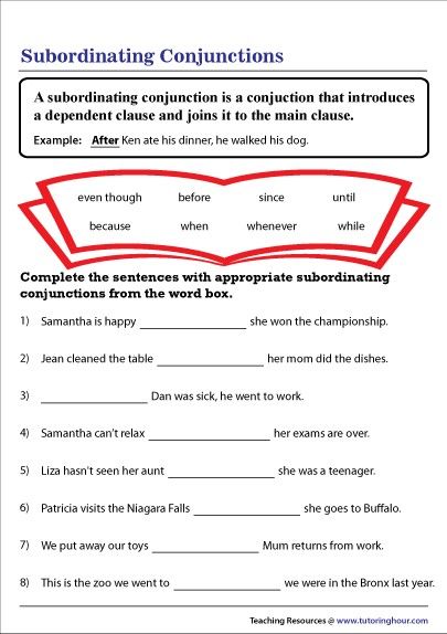 Subordinate Clauses Worksheet, English Conjunctions Worksheets, Coordinating And Subordinating Conjunctions Anchor Chart, Subordinating Conjunctions Anchor Chart, Conjunctions Worksheet 5th Grade, Subordinating Conjunctions Worksheets, Correlative Conjunctions Worksheet, Coordinating Conjunctions Worksheet, Conjunction Worksheet