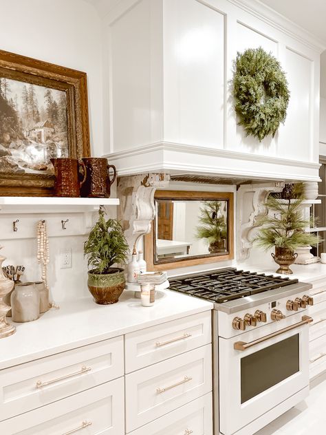 Mirrors In A Kitchen, Above Stove Wall Decor, Mirror Behind Stove In Kitchen, Art Behind Stove, Mirror Above Stove, What To Hang Above Stove, Picture Above Stove, Mirror Behind Stove, Behind Stove Decor Ideas