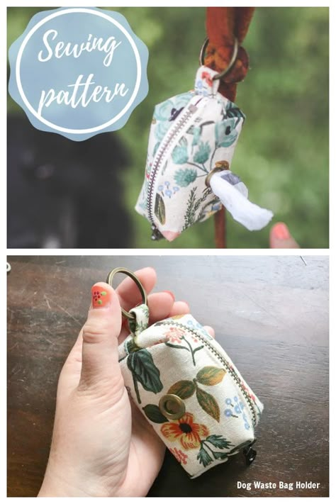 DIY Fabric Dog Waste Bag Holder Free Sewing Patterns | Fabric Art DIY Dog Treat Holder Diy, Sewing Projects Pets, Dog Treat Pouch Sewing Pattern, Sewing Patterns For Pets, Things To Sew For Your Dog, Diy Sewing Dog Projects, Sewing Dog Accessories, Diy For Dogs Projects, Dog Diy Projects Crafts