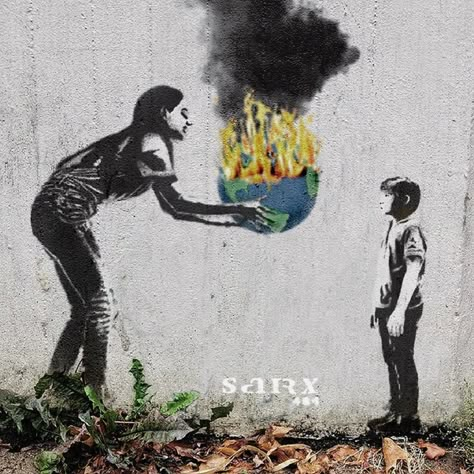 16 Powerful Images: Climate Change Addressed Through Graffiti and Street Art | STREET ART UTOPIA Conditional Love, Activism Art, Street Art Utopia, Art With Meaning, Street Art Banksy, Protest Art, Banksy Graffiti, Human Interest, Powerful Images