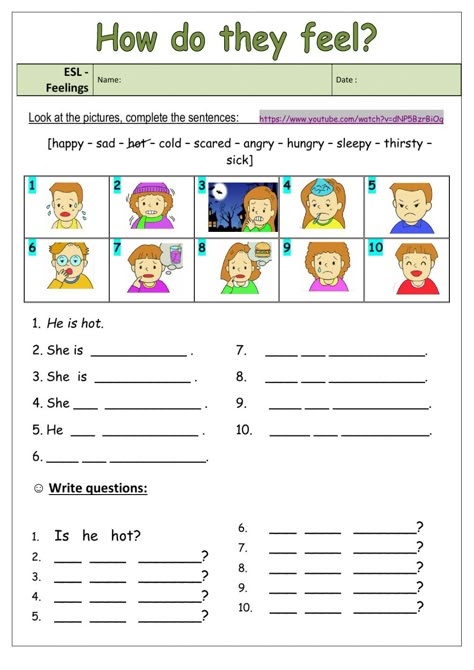 Feelings and emotions online activity for Adult. You can do the exercises online or download the worksheet as pdf. Emotion And Feelings Activities, Feelings In The Body Worksheet, Feeling Activities For Kids, Activities For Emotions, Esl To Be Worksheet, Emotion Worksheets For Kids, Expressing Feelings Worksheets, I Feel Worksheet, Feelings Worksheets For Kids