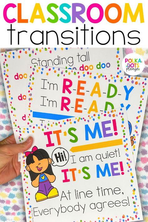 Classroom transitions are a key part of a good classroom management system.  Having engaging and effective transitions can change a classroom's efficiency. Head over to this blog post by a veteran kindergarten teacher for 21 amazing classroom transition ideas.  Add these ideas to your teacher toolbox. With new transition songs, chants, tools and ideas your classroom management can go to the next level. Includes ideas for carpet time, lining up, noisy class ideas, and relaxing transitions. Carpet Songs For Kindergarten, Kindergarten Line Up Songs, Floor Line Up Ideas Classroom, Carpet Transition Songs, Transition Chants For Classroom, Songs For Classroom Management, Songs For Transitions In Classroom, Pre K Transition Ideas, Talkative Class Classroom Management Kindergarten