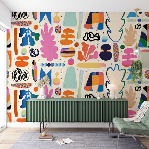 Abstract Mural Wall, Doodle Mural, Restaurant Mural, Doodle Shapes, Abstract Murals, Abstract Wall Mural, House Stickers, Abstract Mural, Shapes Wallpaper