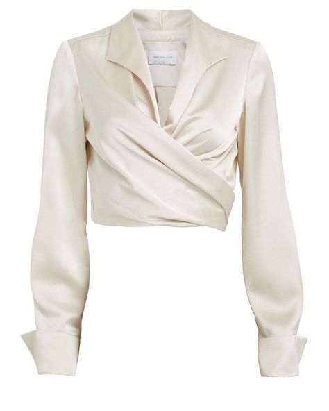 Mode Dope, Satin Wrap Blouse, Rock Chic, Mode Inspo, Looks Chic, Wrap Blouse, White Top, Look Fashion, Classy Outfits